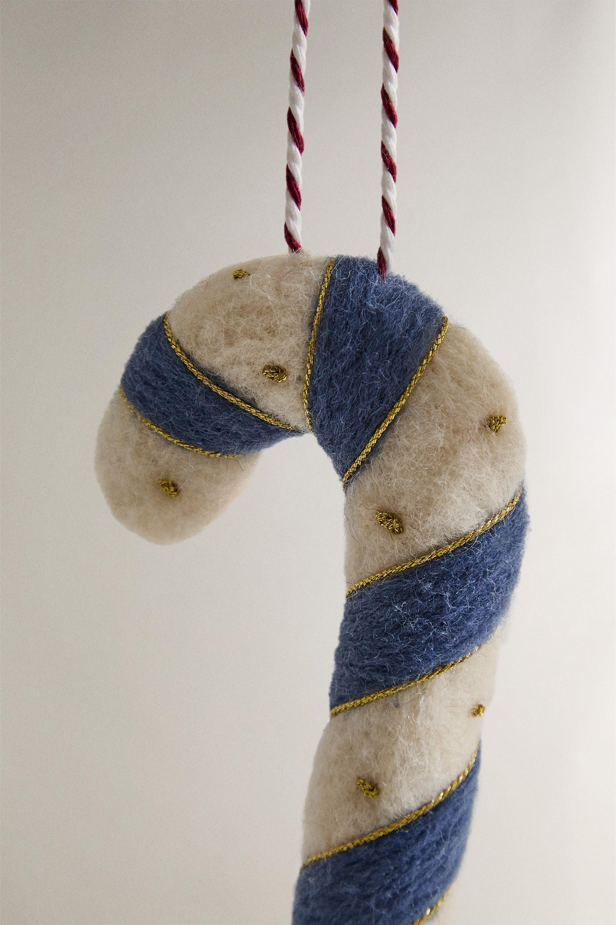 SET OF FELT CANDY CANE CHRISTMAS TREE ORNAMENTS (SET OF 3)